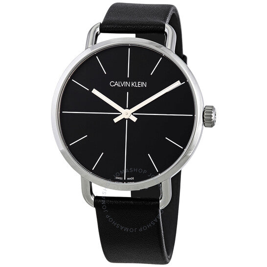 Calvin Klein Even Black Dial Black Leather Strap Watch for Women - K7B211C1 Buy Now By Calvin Klein