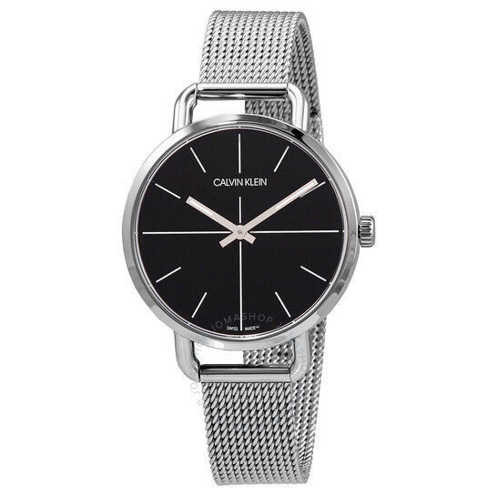 Calvin Klein Even Black Dial Silver Mesh Bracelet Watch for Women - K7B23121 Buy Now By Calvin Klein