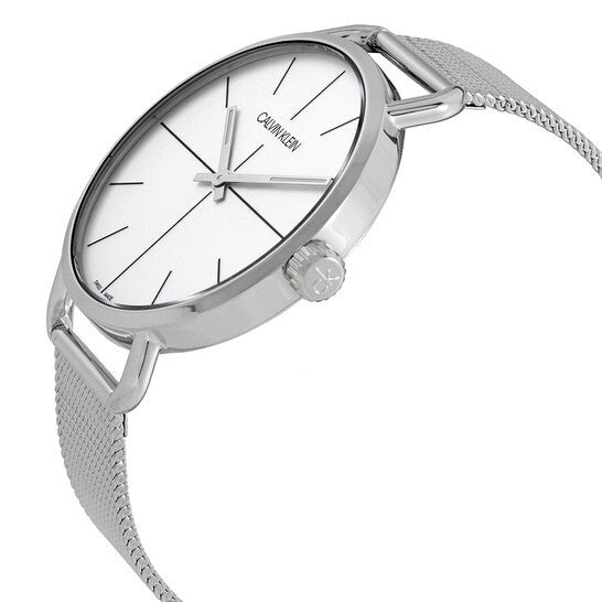 Calvin Klein Even Quartz White Dial Silver Steel Strap Watch for Women - K7B21126 Buy Now By Calvin Klein
