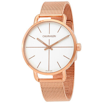 Calvin Klein Even White Dial Rose Gold Mesh Bracelet Watch for Women - K7B23626 Buy Now By Calvin Klein