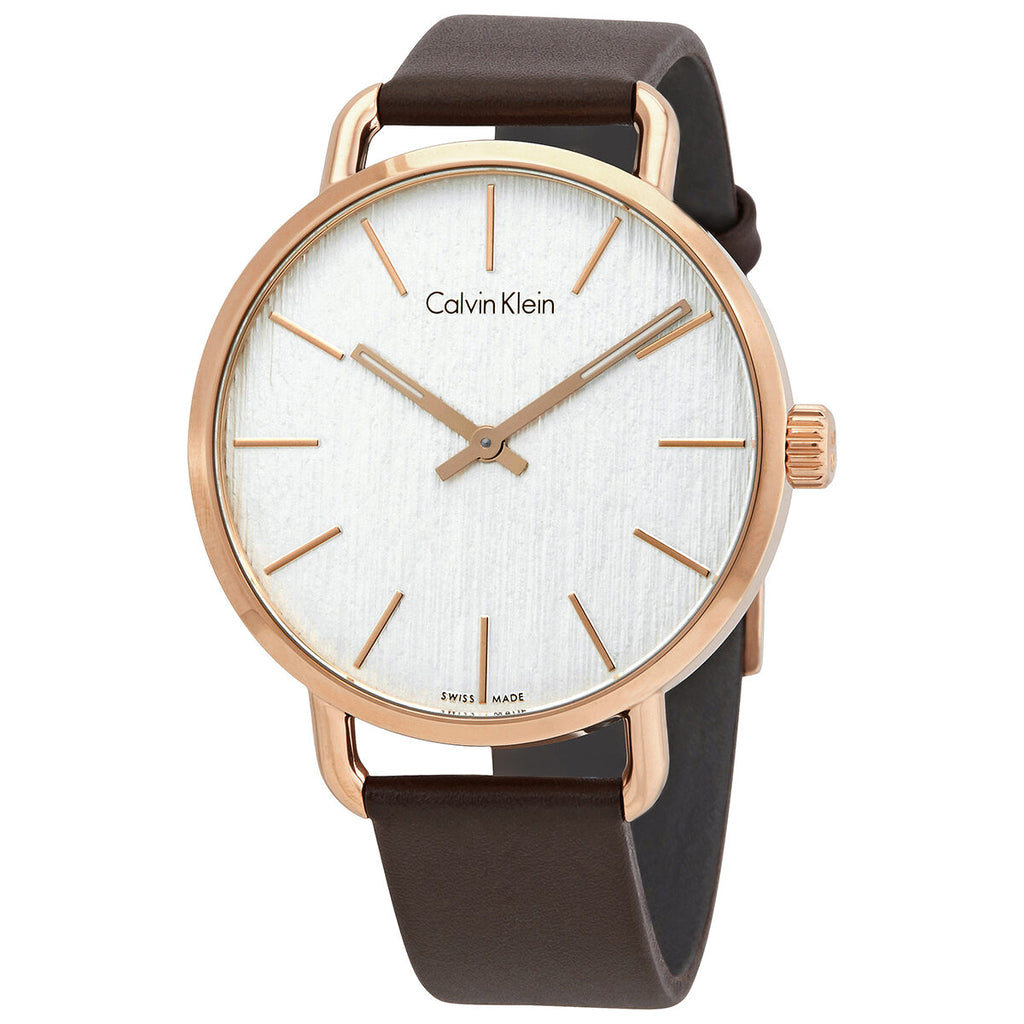 Calvin Klein Even Silver Dial Brown Leather Strap Watch for Men - K7B216G6 Buy Now By Calvin Klein