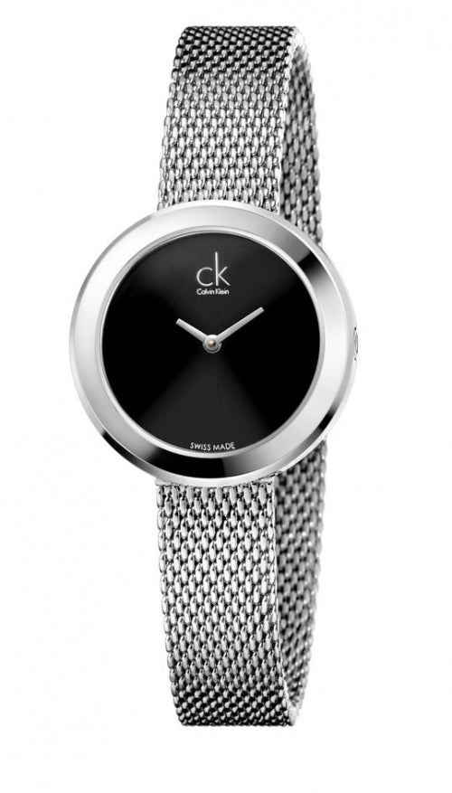 Calvin Klein Firm Black Dial Silver Mesh Bracelet Watch for Women - K3N23121 Buy Now By Calvin Klein