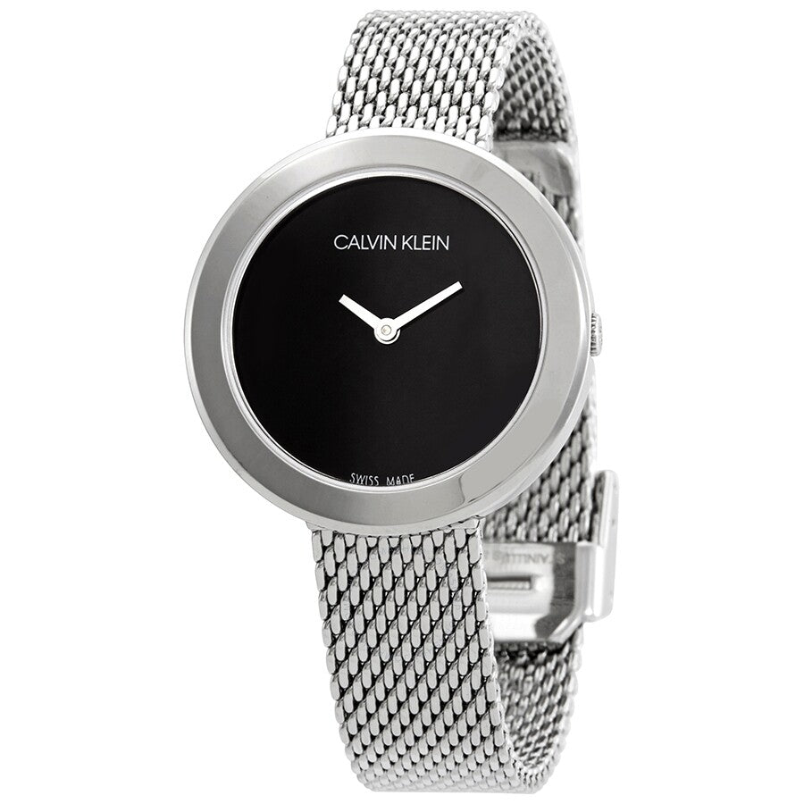 Calvin Klein Firm Black Dial Silver Mesh Bracelet Watch for Women - K3N23121 Buy Now By Calvin Klein