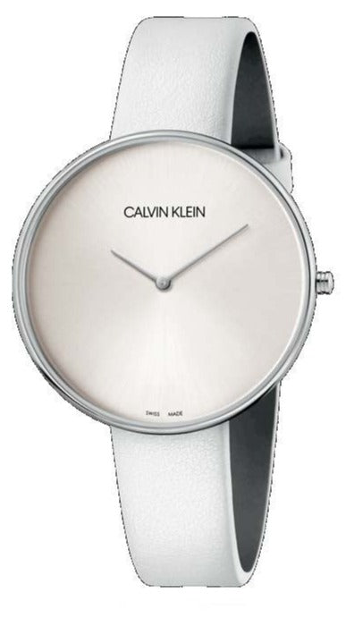 Calvin Klein Full Moon White Dial White Leather Strap Watch for Women - K8Y231L6 Buy Now By Calvin Klein