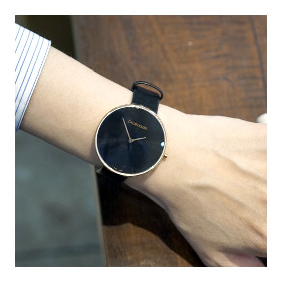 Calvin Klein Full Moon Black Dial Black Leather Strap Watch for Women - K8Y236C1 Buy Now By Calvin Klein