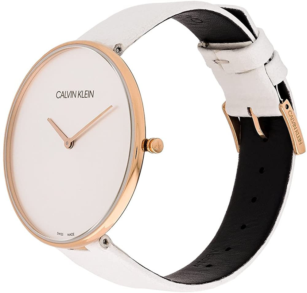 Calvin Klein Full Moon White Dial White Leather Strap Watch for Women - K8Y236L6 Buy Now By Calvin Klein