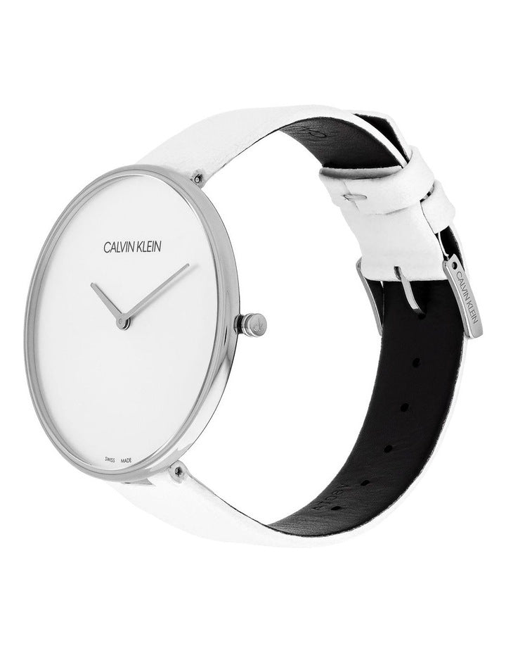 Calvin Klein Full Moon White Dial White Leather Strap Watch for Women - K8Y231L6 Buy Now By Calvin Klein