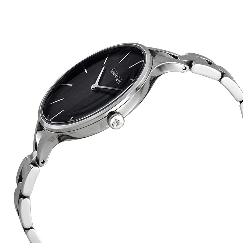 Calvin Klein Graphic Black Dial Silver Steel Strap Watch for Women - K7E23141 Buy Now By Calvin Klein