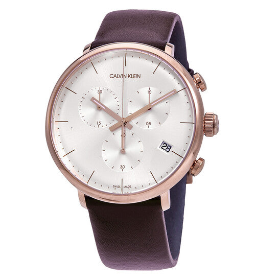 Calvin Klein High Noon Silver Dial Brown Leather Strap Watch for Men - K8M276G6 Buy Now By Calvin Klein