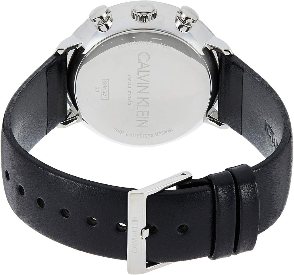 Calvin Klein High Noon Chronograph Blue Dial Black Leather Strap Watch for Men - K8M271CN Buy Now By Calvin Klein