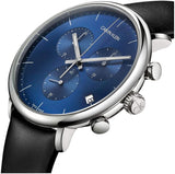 Calvin Klein High Noon Chronograph Blue Dial Black Leather Strap Watch for Men - K8M271CN Buy Now By Calvin Klein
