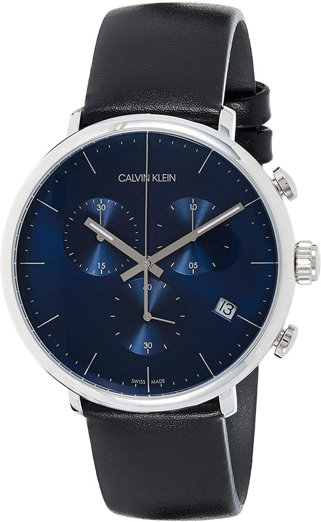 Calvin Klein High Noon Chronograph Blue Dial Black Leather Strap Watch for Men - K8M271CN Buy Now By Calvin Klein