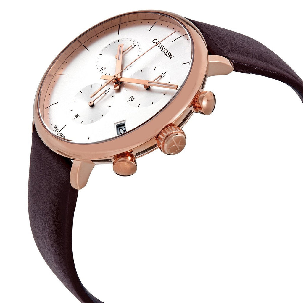 Calvin Klein High Noon Silver Dial Brown Leather Strap Watch for Men - K8M276G6 Buy Now By Calvin Klein