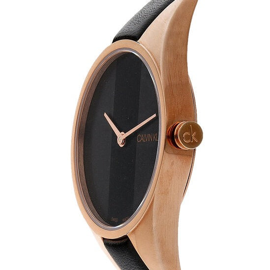 Calvin Klein Rebel Black Dial Black Leather Strap Watch for Women - K8P236C1 Buy Now By Calvin Klein