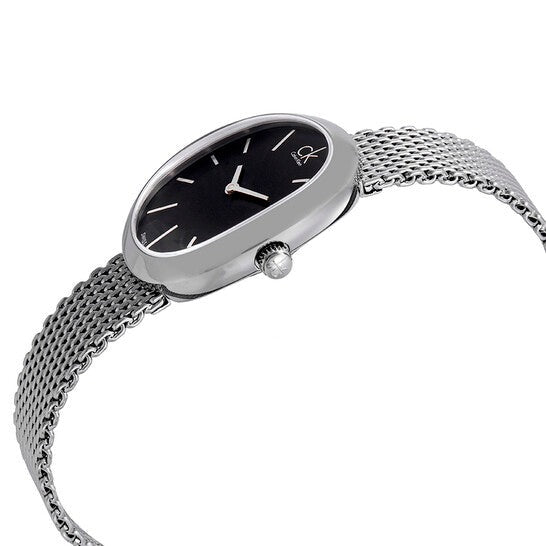 Calvin Klein Incentive Black Dial Silver Mesh Bracelet Watch for Women - K3P23121 Buy Now By Calvin Klein
