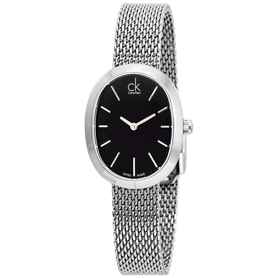 Calvin Klein Incentive Black Dial Silver Mesh Bracelet Watch for Women - K3P23121 Buy Now By Calvin Klein