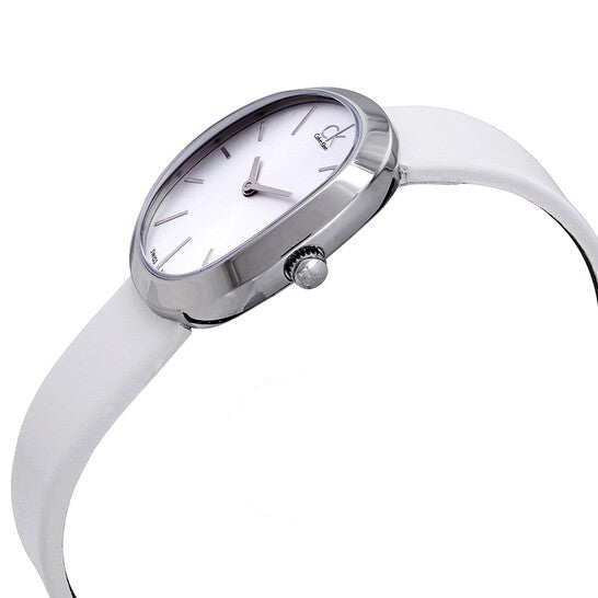 Calvin Klein Incentive White Dial White Leather Strap Watch for Women - K3P231L6 Buy Now By Calvin Klein