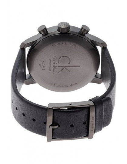 Calvin Klein City Chronograph Grey Dial Black Leather Strap Watch for Men - K2G177C3 Buy Now By Calvin Klein