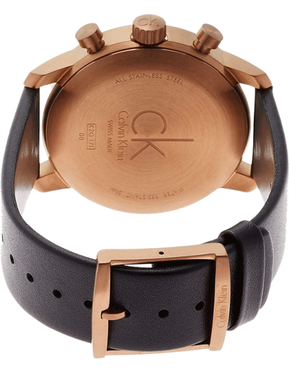 Calvin Klein City Chronograph Black Dial Black Leather Strap Watch for Men - K2G17TC1 Buy Now By Calvin Klein