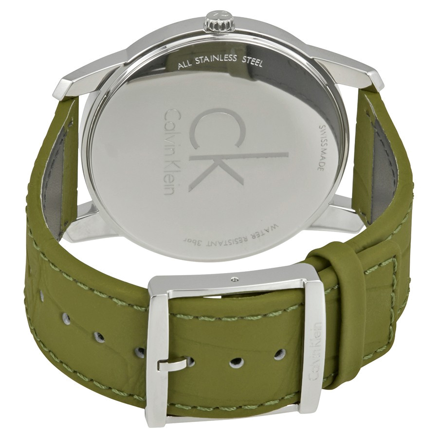 Calvin Klein City Green Dial Green Leather Strap Watch for Men - K2G211WL Buy Now By Calvin Klein