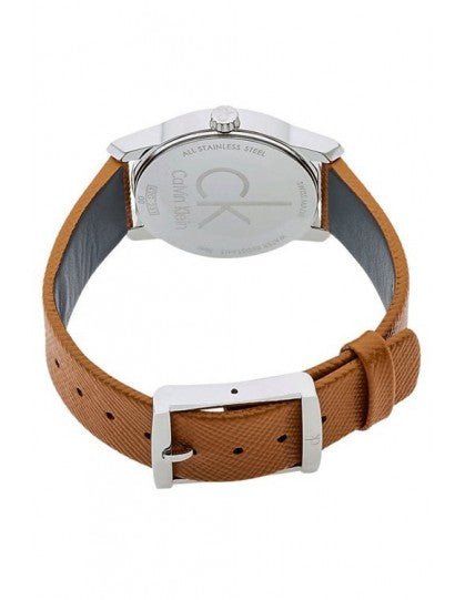 Calvin Klein City Silver Dial Light Brown Leather Strap Watch For Women- K2G23120 Buy Now By Calvin Klein