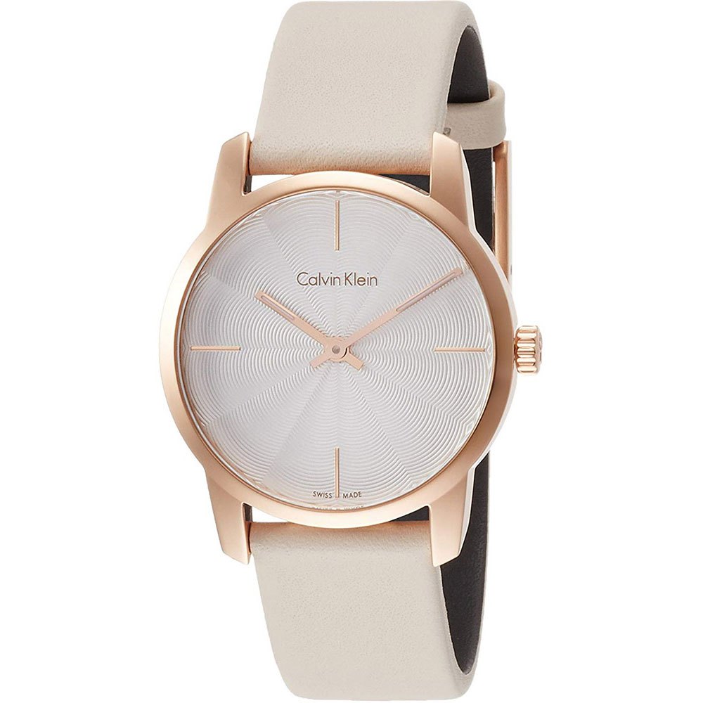 Calvin Klein City Silver Dial White Leather Strap Watch for Women - K2G236X6 Buy Now By Calvin Klein