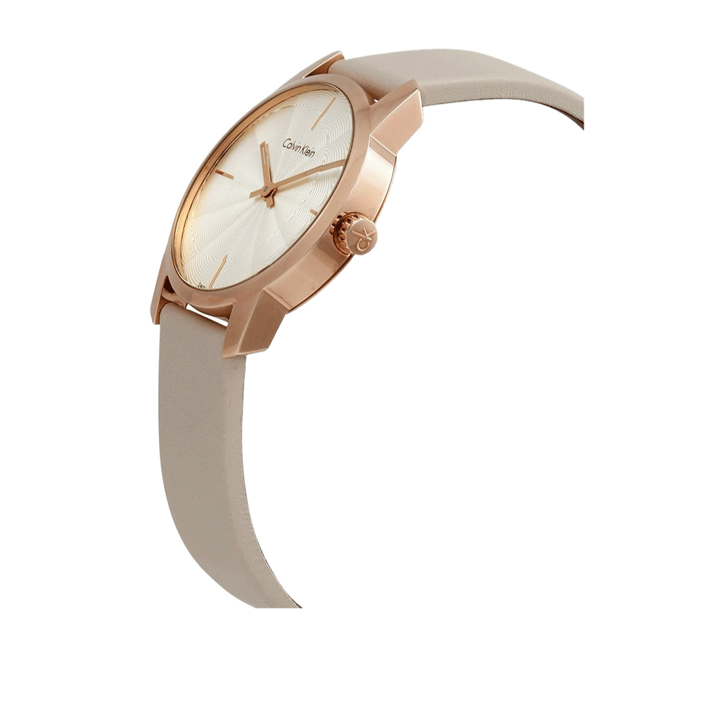 Calvin Klein City Silver Dial White Leather Strap Watch for Women - K2G236X6 Buy Now By Calvin Klein