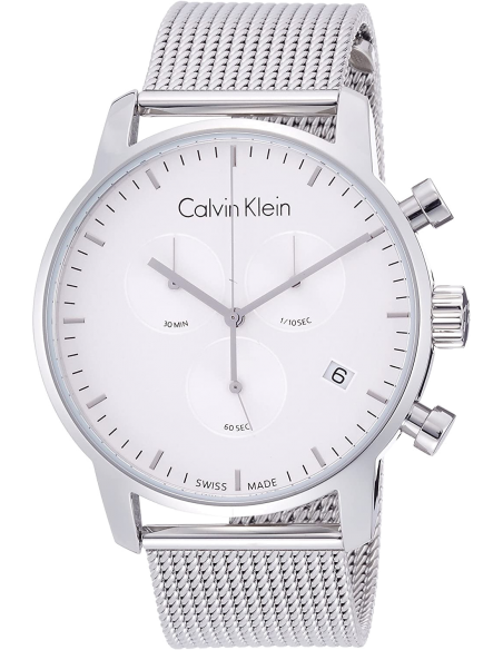 Calvin Klein City Chronograph White Dial Silver Mesh Bracelet Watch for Men - K2G27126 Buy Now By Calvin Klein