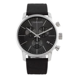Calvin Klein City Chronograph Black Dial Black Leather Strap Watch for Men - K2G271C3 Buy Now By Calvin Klein