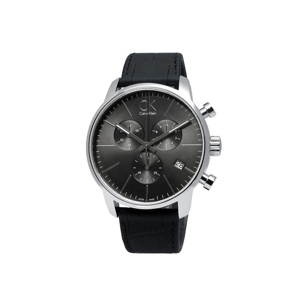 Calvin Klein City Chronograph Black Dial Black Leather Strap Watch for Men - K2G271C3 Buy Now By Calvin Klein