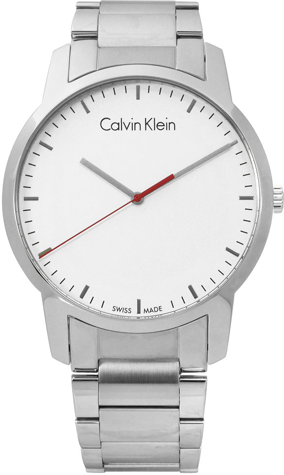Calvin Klein City Quartz White Dial Silver Steel Strap Watch for Men - K2G2G1Z6 Buy Now By Calvin Klein
