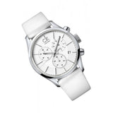 Calvin Klein Masculine Chronograph White Dial White Leather Strap Watch for Men - K2H27101 Buy Now By Calvin Klein