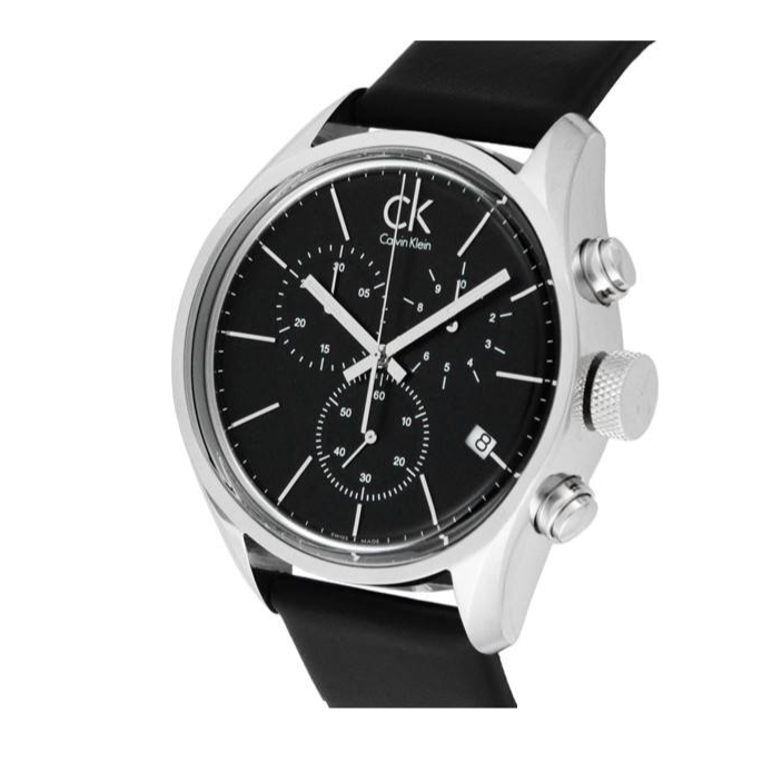 Calvin Klein Masculine Chronograph Black Dial Black Leather Strap Watch for Men - K2H27102 Buy Now By Calvin Klein