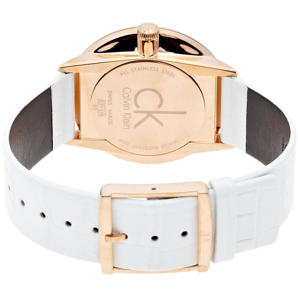 Calvin Klein Accent Silver Dial White Leather Strap Watch for Women - K2Y216K6 Buy Now By Calvin Klein