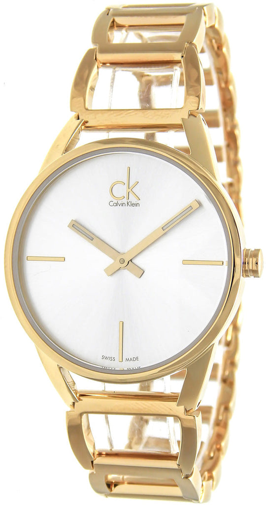 Calvin Klein Stately Silver Dial Gold Steel Strap Watch for Women - K3G23526 Buy Now By Calvin Klein