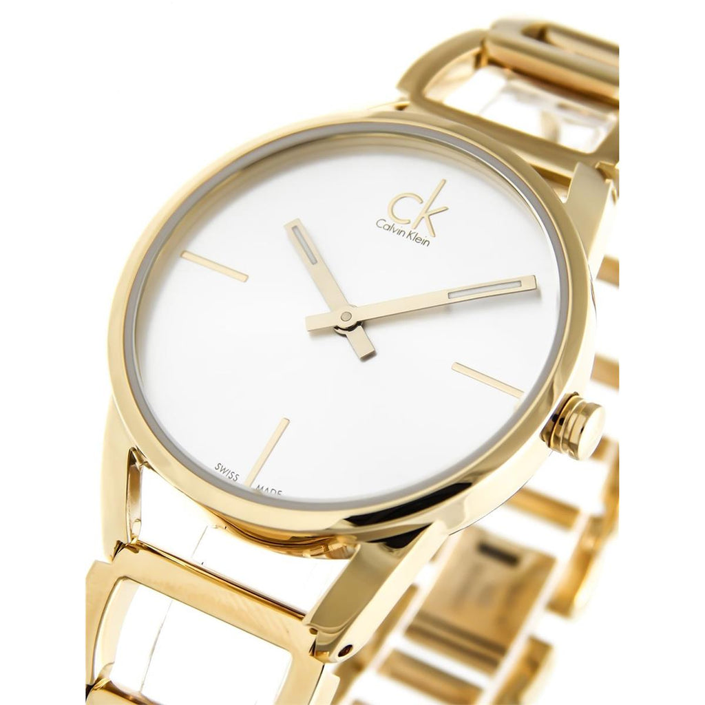 Calvin Klein Stately Silver Dial Gold Steel Strap Watch for Women - K3G23526 Buy Now By Calvin Klein