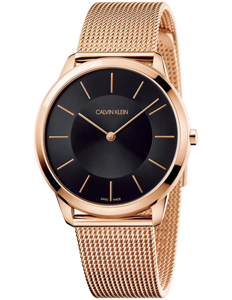 Calvin Klein Minimal Black Dial Rose Gold Mesh Bracelet Watch for Men - K3M2162Y Buy Now By Calvin Klein