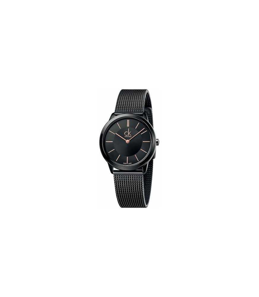Calvin Klein Minimal Black Dial Black Mesh Bracelet Watch for Men - K3M214B1 Buy Now By Calvin Klein