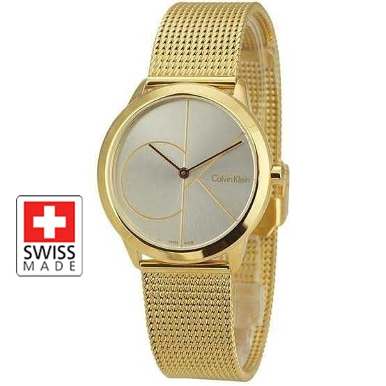 Calvin Klein Minimal Silver Dial Gold Mesh Bracelet Watch for Women - K3M22526 Buy Now By Calvin Klein
