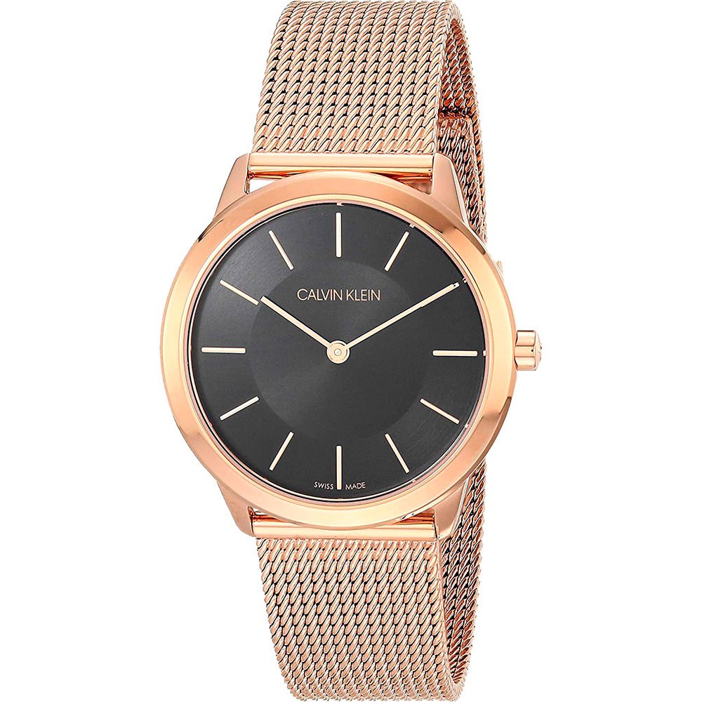 Calvin Klein Minimal Black Dial Rose Gold Mesh Bracelet Watch for Women - K3M2262Y Buy Now By Calvin Klein