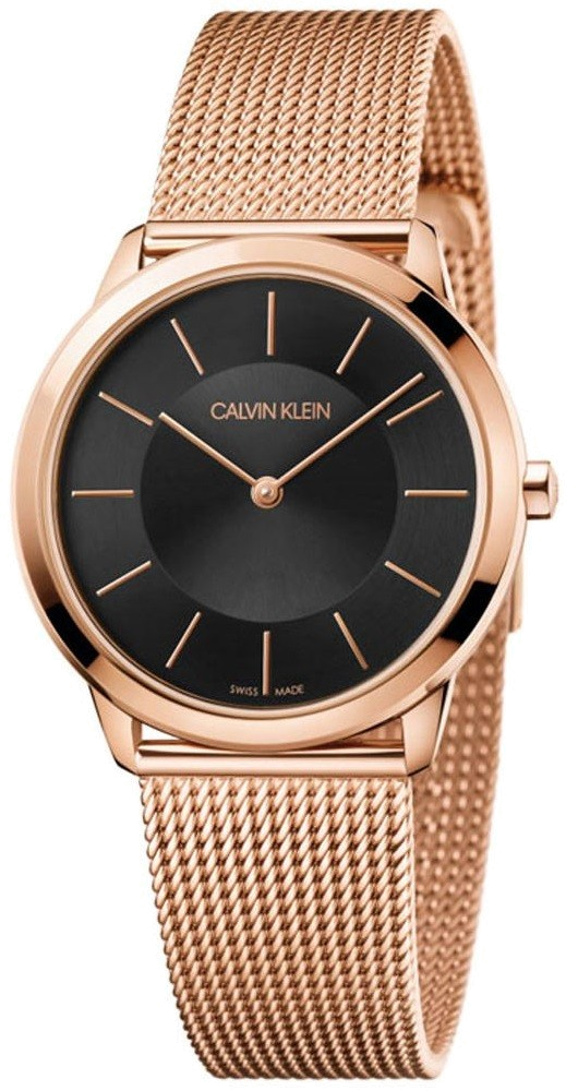Calvin Klein Minimal Black Dial Rose Gold Mesh Bracelet Watch for Women - K3M2262Y Buy Now By Calvin Klein