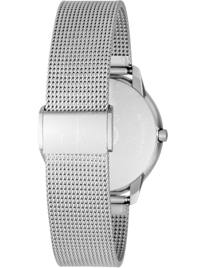 Calvin Klein Minimal White Dial Silver Mesh Bracelet Watch for Women - K3M23126