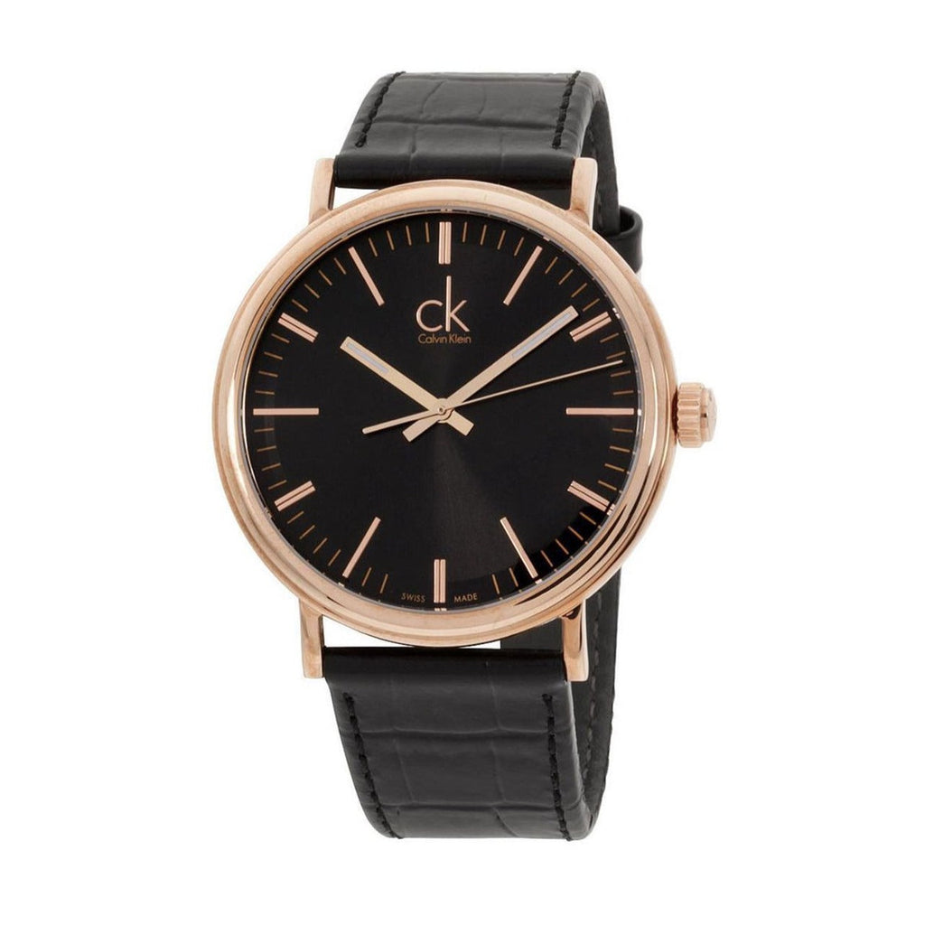 Calvin Klein Surround Black Dial Black Leather Strap Watch for Men - K3W216C1 Buy Now By Calvin Klein