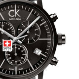 Calvin Klein Post Minimal Chronograph Black Dial Black Leather Strap Watch for Men - K7627401 Buy Now By Calvin Klein