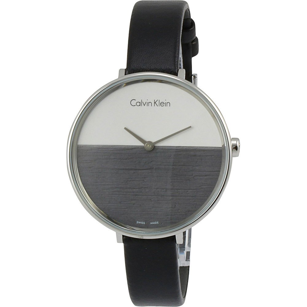 Calvin Klein Rise White Grey Dial Black Leather Strap Watch for Women - K7A231C3 Buy Now By Calvin Klein