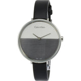 Calvin Klein Rise White Grey Dial Black Leather Strap Watch for Women - K7A231C3 Buy Now By Calvin Klein