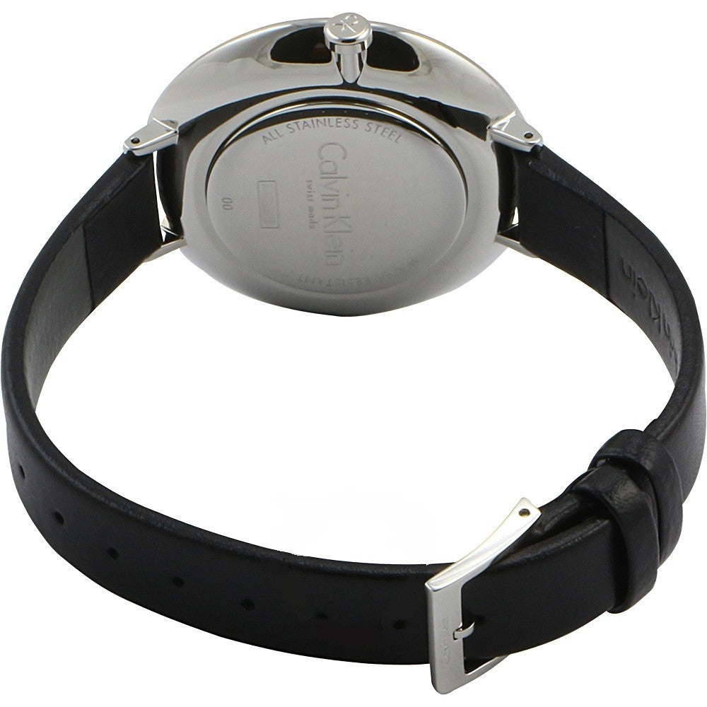 Calvin Klein Rise White Grey Dial Black Leather Strap Watch for Women - K7A231C3 Buy Now By Calvin Klein