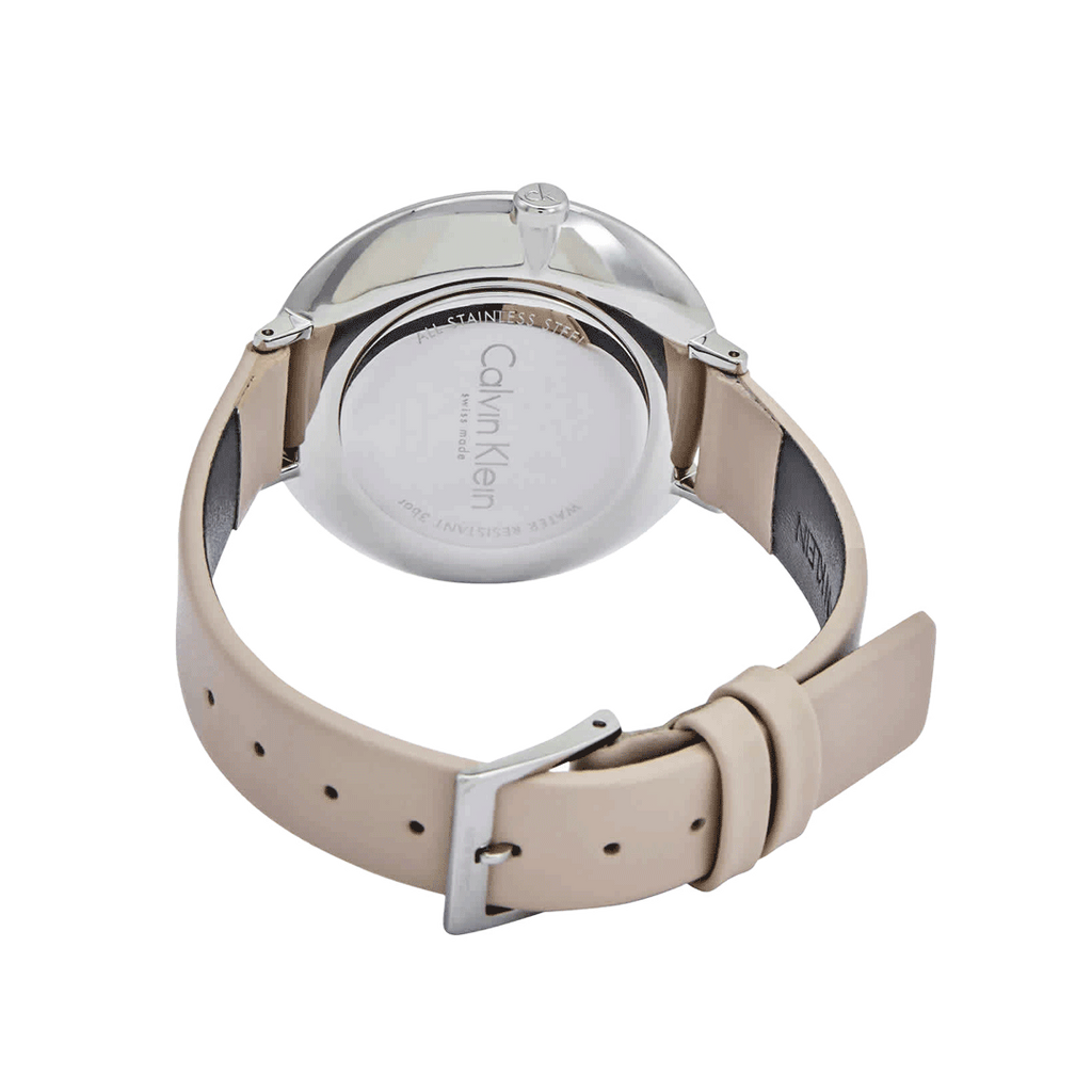 Calvin Klein Rise White Beige Dial Beige Leather Strap Watch for Women - K7A231XH Buy Now By Calvin Klein