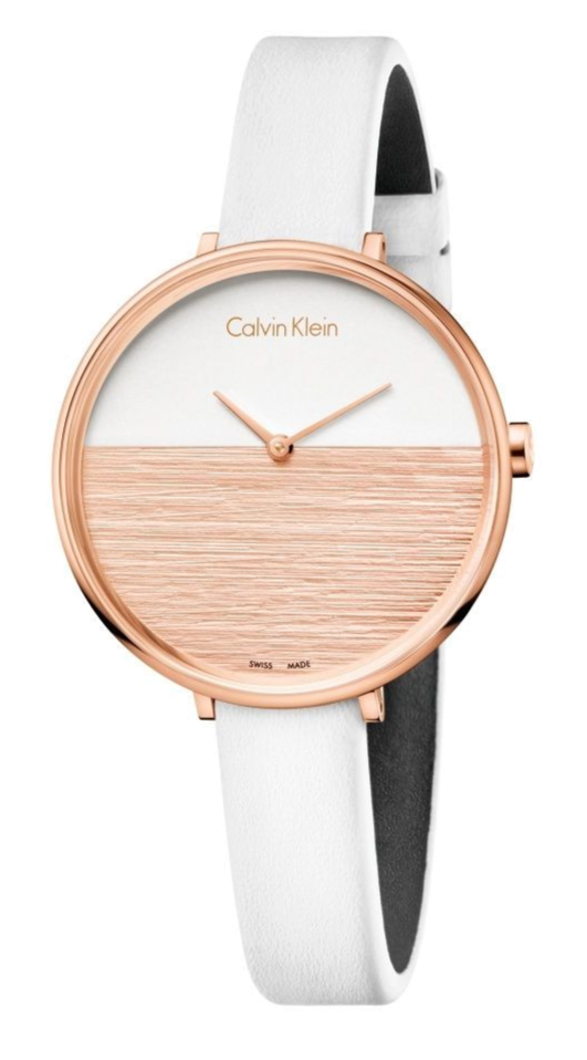 Calvin Klein Rise White Dial White Leather Strap Watch for Women - K7A236LH Buy Now By Calvin Klein