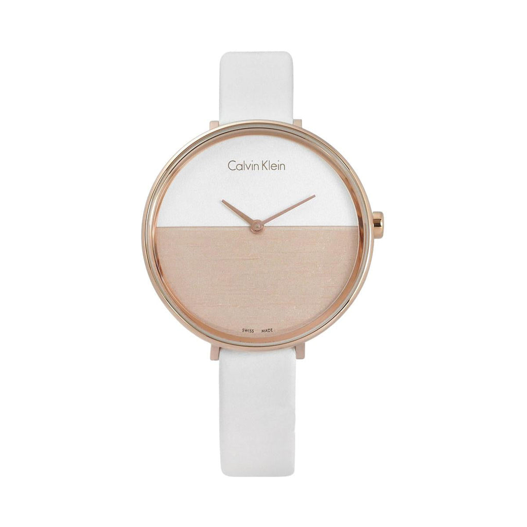 Calvin Klein Rise White Dial White Leather Strap Watch for Women - K7A236LH Buy Now By Calvin Klein